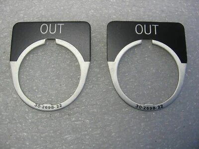 Qty 2) Cutler-Hammer 10250TM27 Black OUT Switch Legend Plates Labels - Image 1 of 3
