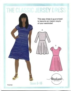 Threadcount Sewing Pattern 2102 Classic Jersey Dress, Knit Fabric, Size 8-16 New - Picture 1 of 8
