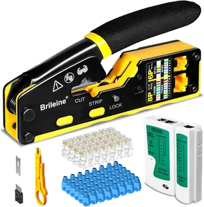 RJ45 Crimp Tool Pass through Kit Ethernet Crimper Cat5 Cat5E Cat6 Crimping Tool - Bild 1 von 12