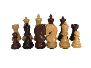 Zagreb - Anjan Wood Chess Pieces - 4 Queen, 3X Weight Tournament Size - Picture 1 of 4