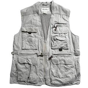 Eddie Bauer Vest Mens Size M Khaki Photography Hunting Fishing Camping Safari - Picture 1 of 13