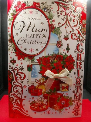 EXTRA LARGE 8 PAGE MUM CHRISTMAS CARD 30CMX20CM 12"X 8" (MAGAZINE SIZED) VERSE