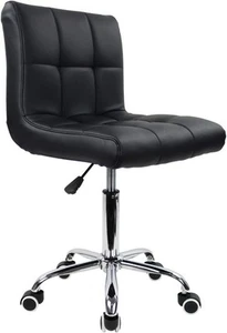 Black PU Leather Office Chair With Mid Back Swivel Height Adjustable Computer D - Picture 1 of 7