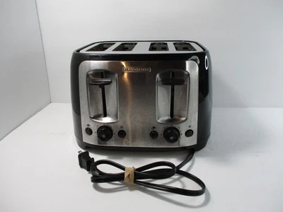 BLACK DECKER 4 Slice Toaster Extra Wide Slots Black Silver TR1478BD Frozen Bagel - Image 1 of 4
