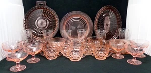 27-Piece Translucent Pink Glass Dinnerware - Picture 1 of 22