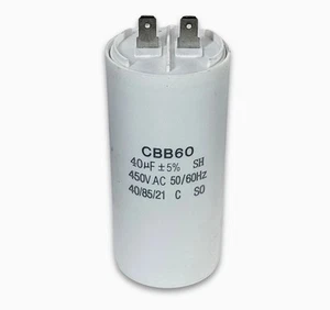 CBB60 Motor Run Capacitor 40uF, 450VAC, 50/60Hz 40/85/21 - Picture 1 of 7