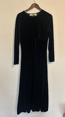Maxi Vestido Vintage Años 90 Y2K Jaqueline Ferrar Terciopelo Negro 10 Hadas Grunge Gótico Foto 1 de 4