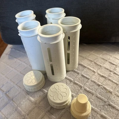 Vintage 1960's Playtex Baby Nurser Set of 5 Bottles & 2 Caps Retro - Image 1 of 4