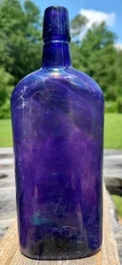 Vintage lila bestrahlte Ammoniakflasche 1890er lila Chemieflasche 8"T × 3"W - Bild 1 von 7