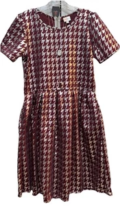 Neu mit Etikett LuLaRoe 2XL weinrot und silber Hahnentritt elegantes Urlaub Amelia Reißverschluss Kleid - Bild 1 von 8