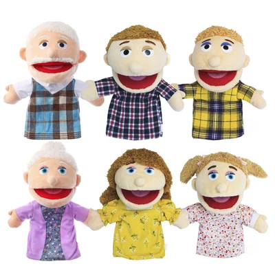 Hand Puppets Family of 6 - Human People Glove Toy with Moving Mouth - Soft Plush - image 1 of 4