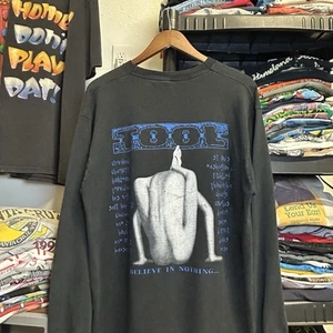 Vintage 90s Tool Aenima "Believe In Nothing" Grunge Concert XL Black Long Sleeve - Picture 1 of 10