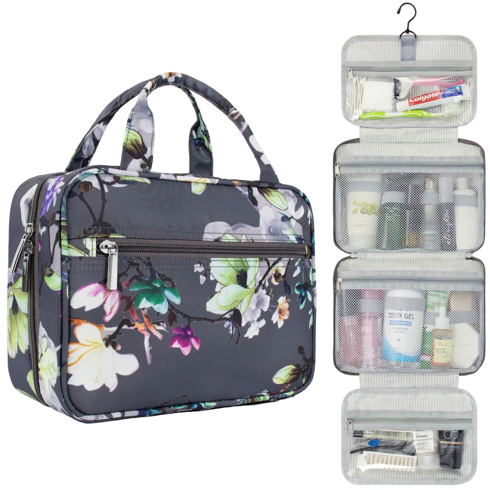 Bolsa de viaje para mujer con cremallera plegable organizadora de maquillaje bolsa estuche bolso Foto 1 de 1