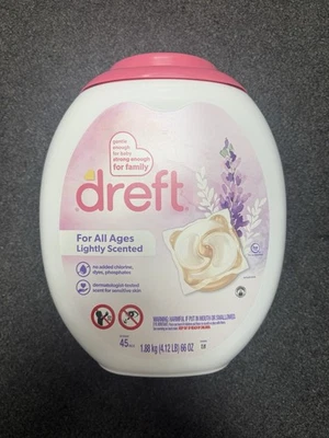 Dreft Laundry Detergent XL Pacs, Light Scent, Lavender, 45 Count
