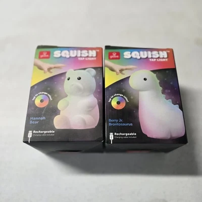 Squish Tap LED Night Light Color Changing Silicone Lamp Bear & Brontosaurus H - Image 1 of 4