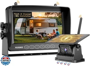 Magnetic Solar Wireless Backup Camera for RV Truck Trailer – 7" 1080P Monitor - Picture 1 of 5