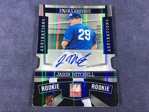 I3-75 BASEBALL CARD - JASON MITCHELL ROOK - 2010 DONRUSS -AUTOGRAPHED & NUMBERED