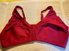Comfort Choice Full Coverg Front Close Cotton Unlined No Wire Bra 42C Red Fr/Shp