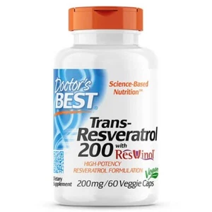 Doctor's Best, Trans-Resveratrol 200 mg with Resvinol, 200 mg, 60 Veggie Caps - Bild 1 von 1