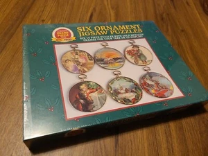 6 Ornament Jigsaw Puzzles & Frames Santa New Sealed Bits & Pieces  - Picture 1 of 4