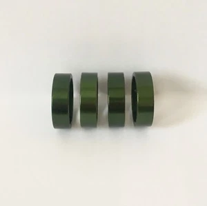 GREEN-ANODIZED BIKE BICYCLE ALLOY 1-1/8" HEADSET SPACERS 10mm NEW - Picture 1 of 1