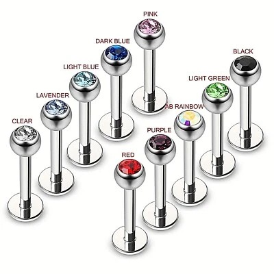 Oreja roscada internamente Monroe Lip Labret Stud 16 g PRESS FIT CIRZ pequeña gema de 2 mm Foto 1 de 4