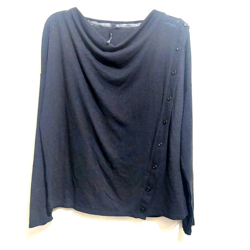 Pullover Kay Celine donna taglia M collo cappuccio elasticizzato nero bottoni accento USA
