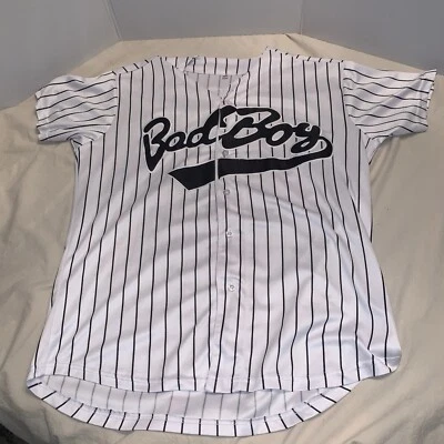 Bad Boy Biggie Smalls Hip Hop Ref Shirt Black & White Striped Number 10,  Large - Image 1 of 4