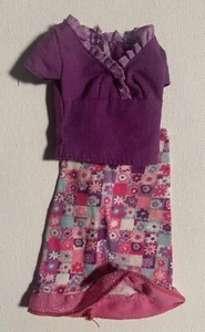 Barbie Doll - Hot pink/Purple Flower Skirt with Purple Crop Top - Picture 1 of 8