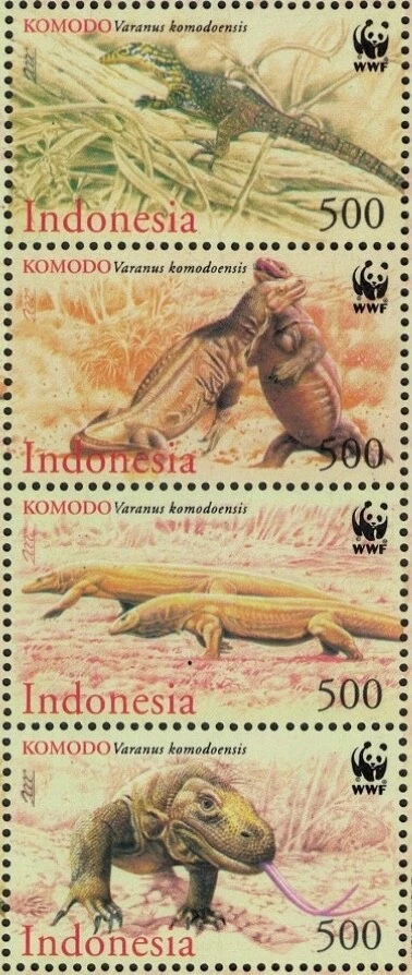 Indonesia #Mi2005-Mi2008 MNH 2000 Komodo Dragons WWF [1911-1914] Foto 1 de 1