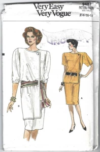 Vogue Sewing Pattern 9487, Vintage Dress with Front Overlay, Size 14-16-18 Uncut - Picture 1 of 2