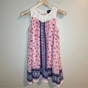 Pink and Blue Sleeveless Casual Sundress - Picture 1 of 6