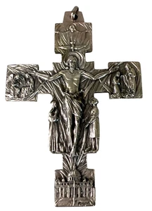 Lg Silver Metal Risen Christ Cross Vatican Holy Spirit Nativity Annunciation Vtg - Picture 1 of 6