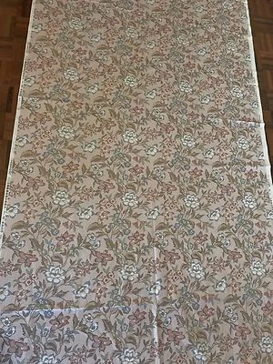 Vintage Pembridge pink blue hibiscus rose petunia floral fabric material chic 4m - Image 1 of 4