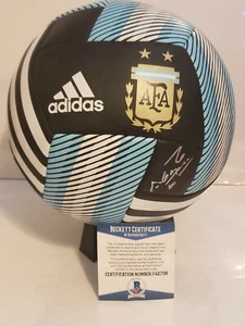 Sergio Aguero Signed Adidas Argentina Logo Soccer Ball Beckett COA - Picture 1 of 6
