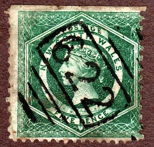 New South Wales, 38 5d Dark Green Wt'mrk Dbl Line 5 cancel 622 - Picture 1 of 2