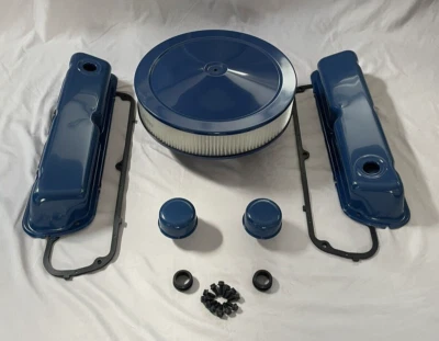 Kit de cubierta de válvula 62-85 289-302 ford filtro de aire azul 14x3 + pernos grado 8 nuevo Foto 1 de 4