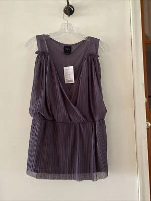 ANTHROPOLOGIE Deletta Ruched Front Pima Cotton Tank Top Purple Sz L NWT - Imagem 1 de 4