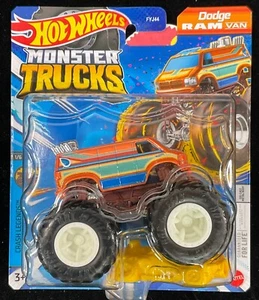 Hot Wheels Monster Truck - Dodge Ram Van - 2024 Monster Jam Truck 1:64 Orange - Picture 1 of 7