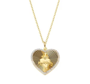 Collier Femme Amen Avec Pendentif Sacré Cœur En Argent 925 Doré CLSCCUG - Bild 1 von 2