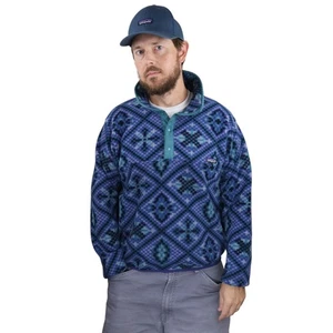 Vintage 1993 Patagonia Synchilla Snap-T Pullover Mens M Mosaic Aztec 90s Jacket - Picture 1 of 12