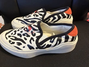 Stella McCartney Animal Print Slip On Platform Sneakers 8 - Picture 1 of 11