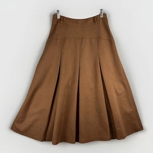 Pleated Midi Skirt Brown XS/S Utility Academia Preppy Military - Picture 1 of 6