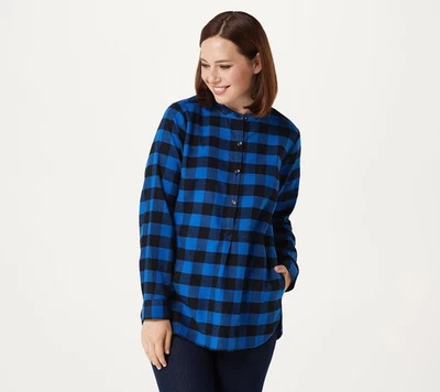 Camisa xadrez Joan Rivers feminina tamanho 2XS (XXS) Buffalo com costas preta A385129 - Imagem 1 de 4