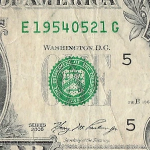 MAY 21 1954 Birthday Fancy Serial Number Date Note One Dollar Bill 05 21 1954 - Picture 1 of 11