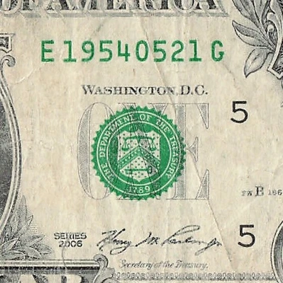 MAY 21 1954 Birthday Fancy Serial Number Date Note One Dollar Bill 05 21 1954 - Image 1 of 4