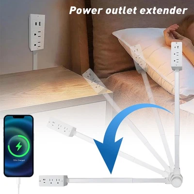 Electrical Outlet Expander Power Socket Rotating Extender Nightstands Desk NEW - Image 1 of 4