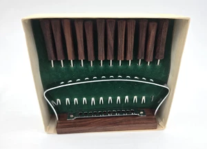 RAR IN BOX MCM Fondue Gabeln Edelstahl Mid Century 12 Stück Teak Griff - Bild 1 von 4