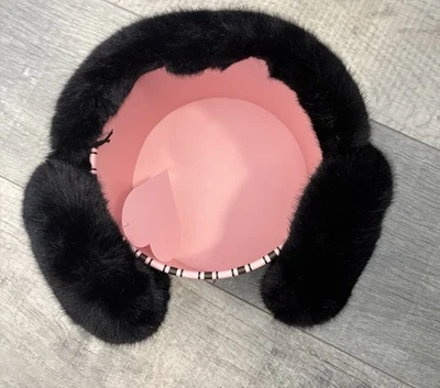 Nuevo con etiquetas Orejeras Difusas Negras Juicy Couture con Linda Caja a Rayas Edición Limitada Foto 1 de 4