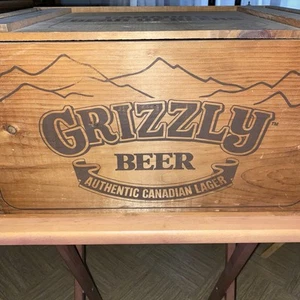 Vintage Grizzly Bier Lager Holz Holz Aufbewahrung Kiste Box mit Deckel - Bild 1 von 12